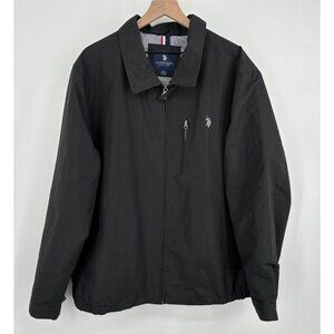 U.S Polo Assn USPA Golf Jacket Mens 2XL Black Full Zip Logo